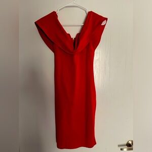Off shoulder strapless red dress
